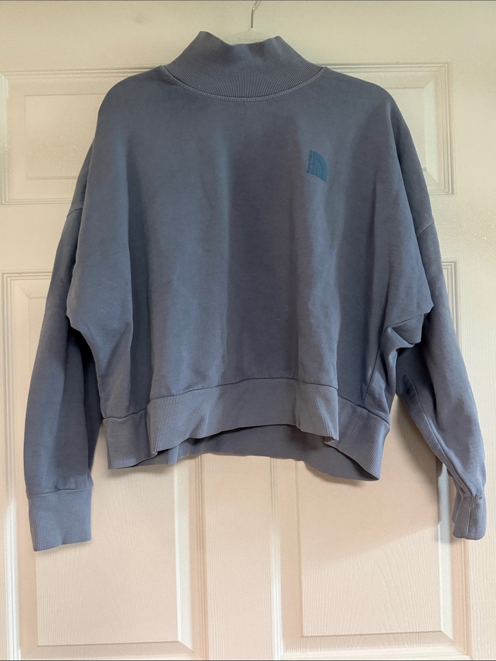 The North Face Women's Dusty Blue Cropped TURTLE Neck Sweatshirt